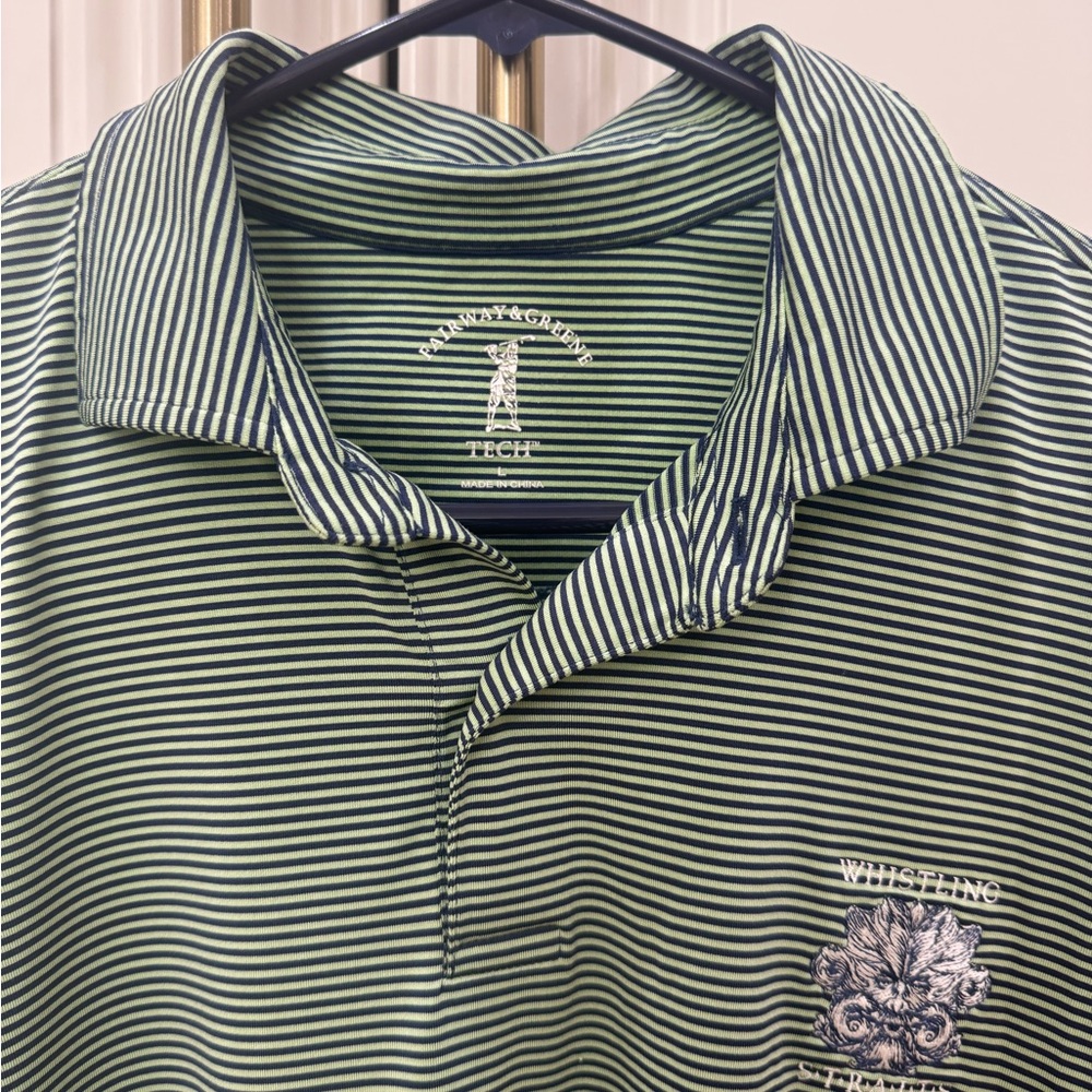 Whistling Straits Green Striped Men's Golf Shirt
